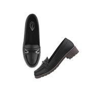 Shoetopia Women's L-779 Loafers, Black, 7 UK
