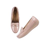 Shoetopia womens slip on loafers, peach, 7 UK