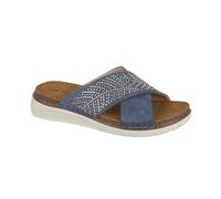 Shoetree Ladies Comfort Sandals, Cross Over Mule with Diamante Trim, Lightweight Flexible Outsole (Navy, UK Footwear Size System, Adult, Women, Numeric, Medium, 7)