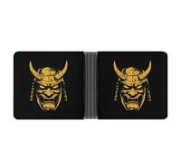 Shogun Mask Men's Wallet Minimalist Bifold Wallets Leather Card Cases Casual Coin Purse