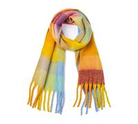 SHOHOKU Large Chunky Plaid Scarf Coloured Checked Oversized Scarf Tassel Soft Fall Winter Thick Warm Shawl Women, E, Medium