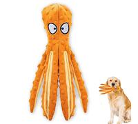SHOKAN No-Stuffing Orange Octopus Dog Toy with Crinkle Paper - Interactive Plush for Small Medium Dogs, Teeth Cleaning and Boredom Relief