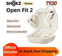 Shokz OpenFit 2 T920 Open Headsets Hanging Ear Wireless Bluetooth Earphones With DualBoost Technology AI Noise Reduction Custom T920 White