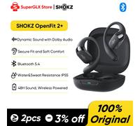 New SHOKZ OpenFit 2+ T921 Open Ear Wireless Headphones Bluetooth 5.4 Dolby Audio IP55 Water-Sweat Resistant 48H Battery Life Black