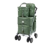 Sholley NEW Range Deluxe Shopping Set 'The Bond Street Combination' Classic Green design, Folding Shopping Trolley, Push Grocery Cart, Matching Handbag, Cool Bag and FREE Internal Separator Bag