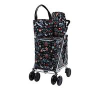 Sholley NEW Range Deluxe Shopping Set ‘The Olympia’ Combination' Glossy Black design, Folding Shopping Trolley, Push Grocery Cart, Matching Handbag, Cool Bag and FREE Internal Separator Bag