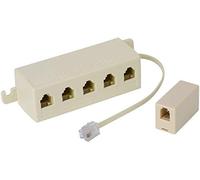 SHONCO Phone Line Adapter, Five-way Telephone Splitter,RJ11 6P4C Male-to-female 5-socket Port Telephone Line Cable Splitter and One In-line Coupler Connector,Beige