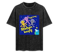 Shonen Knife Free Time Unisex T-Shirt Graphic Top Printed Tee Mens Black Shirt M