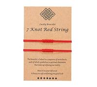 Shonyin 7 Knots Red Cord Bracelet Kabbalah Protection Thread Handmade Cord Bracelets Lucky Gift for Women Men Boys Family, one size, Synthetic fibre, Agate