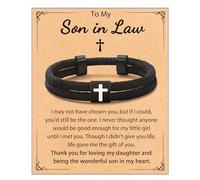 Shonyin Adjustable Faith Cross Bracelet for Teen Boys, Confirmation First Communion Easter Gift for Son, Grandson, Nephew, Brother, Bonus Son, Brother-in-law 6-21 Years Old, 6-13, Stainless Steel, no