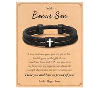 Shonyin Adjustable Faith Cross Bracelet for Teen Boys, Confirmation First Communion Easter Gift for Son, Grandson, Nephew, Brother, Bonus Son, Brother-in-law 6-21 Years Old, 6-13, Stainless Steel, no
