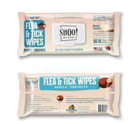 Shoo! Flea & Tick Wipes for Dogs | Convenient, Easy On-The-Go Protection | Plant Based, Natural Oils, Chemical Free | Repels & Prevents | 50 XL Wipes | (Morning Freshness)