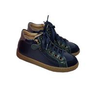 Shoo Pom Boys "Play Hi Bi Zip" Navy Blue Boots With Green Trim
