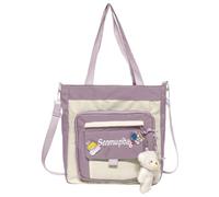 Shool Girl Bag School Shoulder Bag Laptop Messenger Bag | Gym Sports Canvas Bag Aesthetic Casual School Bag with Shoulder Tram Bag, Purple, Consulte la descripción