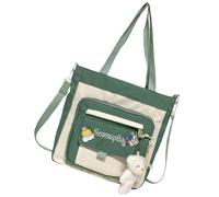 Shool Girl Bag School Shoulder Bag Laptop Messenger Bag | Gym Sports Canvas Bag Aesthetic Casual School Bag with Shoulder Tram Bag, verde, Consulte la descripción