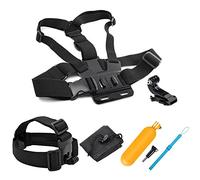 SHOOT 4in1 Sports Action Camera Accessories Kit for GoPro Hero 8 Hero 13/12/11/10/9/8/7 Hero (2018) SJCAM SJ4000 SJ5000 SJ6000 APEMAN AKASO Cameras Head Strap + Chest Strap + Floating Grip + Pouch
