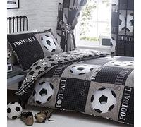 KIDS BOYS SHOOT FOOTBALL REVERSIBLE DUVET SET OR CURTAINS SB,DB,KS,66X54,66X72