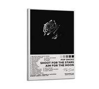 Shoot For The Stars Aim For The Moon by Pop Smoke AlbumCanvas Posters Aesthetic Wall Art Decorative Painting Poster Decor Vintage Canvas for Living Room Bed Room 12x18inch(30x45cm) Frame-style