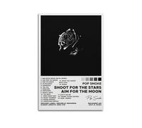Shoot For The Stars Aim For The Moon by Pop Smoke AlbumCanvas Posters Aesthetic Wall Art Decorative Painting Poster Decor Vintage Canvas for Living Room Bed Room 12x18inch(30x45cm) Unframe-style