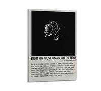 Shoot for The Stars Aim for The Moon by Pop Smoke Poster Wall Art Aesthetic Cover Poster Design Painting for Living Room Bed Room 08x12inch(20x30cm) Frame-style