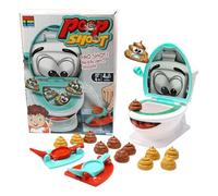 Shoot The Poop Creative Family Game Fast And Frenzied Poop Game Includes One Toilet Bowl 2 Dexterity 12 Soft Plastic Toy Poops Balloon Fart (Blue, One Size)