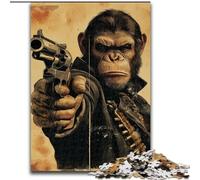 Shooting Gorilla 1000 Piece Jigsaw Puzzles, Stress Reliever Staycation Kill Time with Matching Poster And Trivia Sheet (26x38cm)