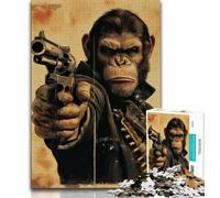Shooting Gorilla Jigsaw Puzzles for Teenagers 1000 Piece Puzzle,Help The Brain Exercise Addictive Toys to Cultivate Patience A Work of Art 50x75cm