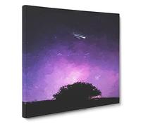 Shooting Star Above the Tree Canvas Print | Gallery Wrapped 30mm Frame Wall Art | 14x14 inches | Ready to Hang | Abstract Space Picture | Living Room Bedroom Lounge Office