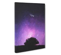 Shooting Star Above the Tree Canvas Print | Gallery Wrapped 30mm Frame Wall Art | 30x20 inches | Ready to Hang | Abstract Space Picture | Living Room Bedroom Lounge Office