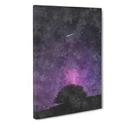 Shooting Star Above the Tree Canvas Print | Gallery Wrapped 30mm Frame Wall Art | 30x20 inches | Ready to Hang | Abstract Space Picture | Living Room Bedroom Lounge Office