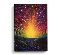 Shooting Star Colour Field Art Canvas Print | Gallery Wrapped 30mm Frame Wall Art | 30x20 inches | Ready to Hang | Contemporary Space Picture | Living Room Bedroom Lounge Office