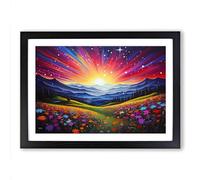 Shooting Star Colour Field Framed Print | A2 Black Framed Wall Art | Ready to Hang | Modern Space Picture | Living Room Bedroom Lounge Office