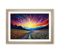 Shooting Star Colour Field No.2 Framed Print | A2 Oak Framed Wall Art | Ready to Hang | Modern Space Picture | Living Room Bedroom Lounge Office