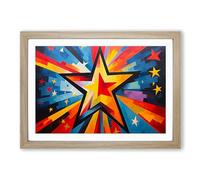 Shooting Star Constructivism Framed Print | A2 Oak Framed Wall Art | Ready to Hang | Modern Space Picture | Living Room Bedroom Lounge Office