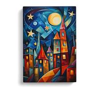 Shooting Star Cubism Art Canvas Wall Art Print 30x20 Inch