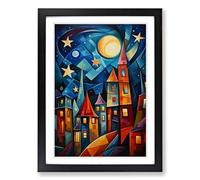 Shooting Star Cubism Framed Print | A2 Black Framed Wall Art | Ready to Hang | Cubist Space Picture | Living Room Bedroom Lounge Office