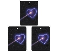 Shooting Star Heart Car Air Freshener, 3 Pcs Square Hanging Air Freshener Cards, Long Lasting Fragrance Scented Cards for Car, Home, Office Black-style