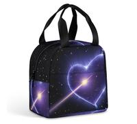 Shooting Star Heart Lunch Bag for Women Men, Portable Insulated Lunch Tote Bags with Handle, Leakproof Reusable Lunchbox for Work, Picnic, Travel