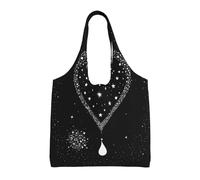 Shooting Star Heart Print Canvas Tote Bags for Women Reusable Grocery Bag Large Gym Canvas Cloth Pouchportable Shopping Handbag
