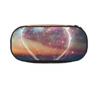 Shooting Star Heart Print Lightness Portable Pencil Case Spacious Pen Bag School Supplies Makeup Storage