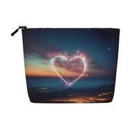 Shooting Star Heart Print Makeup Bag Cute Cosmetic Bag for Women Makeup Pouch Travel Toiletry Bag for Lady