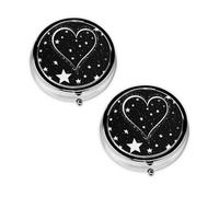 Shooting Star Heart Print Pill Box 3 Compartment Medicine Pill Case,Portable for Pocket Or Purse Pill Organizer Decorative Metal Medicine Vitamin Organizer Unique Gift