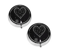 Shooting Star Heart Print Pill Box 3 Compartment Medicine Pill Case,Portable for Pocket Or Purse Pill Organizer Decorative Metal Medicine Vitamin Organizer Unique Gift