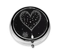 Shooting Star Heart Print Pill Box, Round Pill Organizer, 3 Compartment Small Pill Case for Purse & Pocket, Portable Medicine Box, Travel Pill Case
