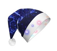 Shooting Star Heart Print Santa Hat With Led Lights, Funny Christmas Hats For Adults For New Year Holiday Party Supplies