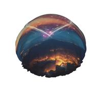 Shooting Star Heart Print women Shower Caps Bath Cap Reusable Waterproof Double Layers Hair Cap Comfort