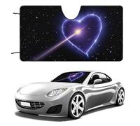 Shooting Star Heart Windshield Sun Shade, Summer Vehicle Accessories, Foldable Car Window Shades, Keep Interior Cool, UV Rays Sun Visor Shade for Car SUV Truck 55"x30"