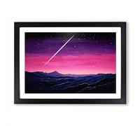 Shooting Star Minimalism Framed Print | A2 Black Framed Wall Art | Ready to Hang | Minimalist Space Picture | Living Room Bedroom Lounge Office