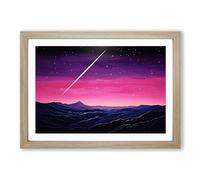 Shooting Star Minimalism Framed Print | A2 Oak Framed Wall Art | Ready to Hang | Minimalist Space Picture | Living Room Bedroom Lounge Office