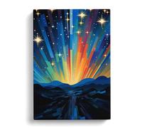 Shooting Star Orphism Art No.2 Canvas Print | Gallery Wrapped 30mm Frame Wall Art | 30x20 inches | Ready to Hang | Contemporary Space Picture | Living Room Bedroom Lounge Office